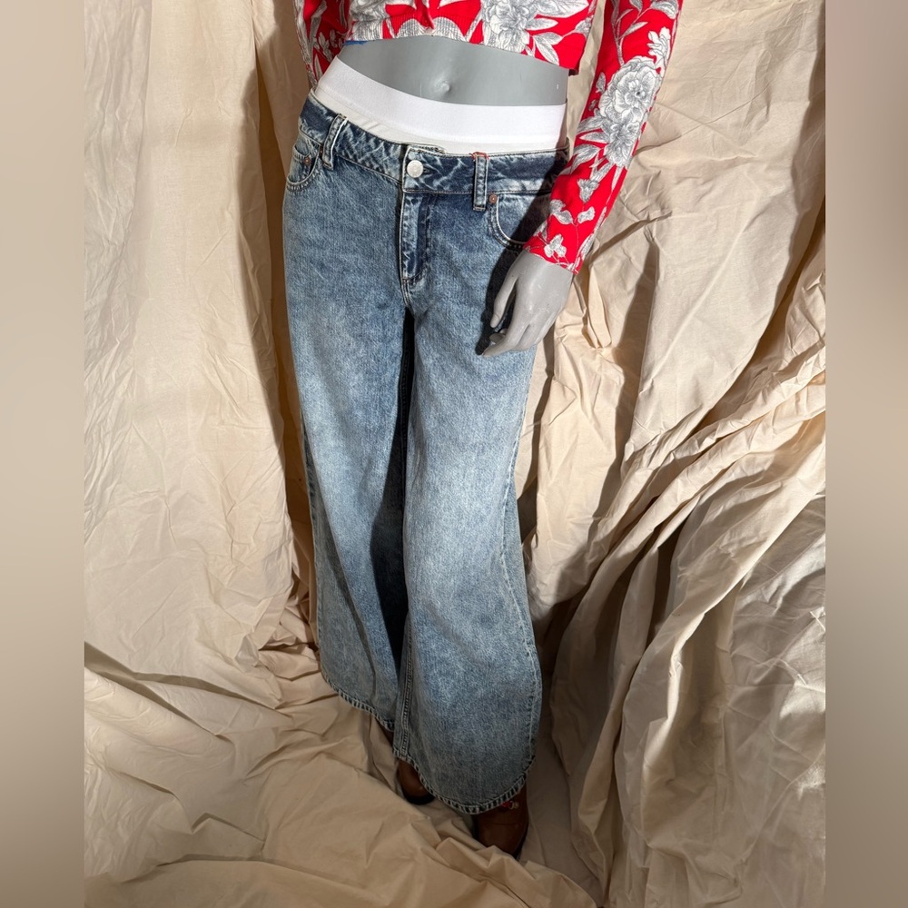 Alice + Olivia Wide Leg Blue Jeans